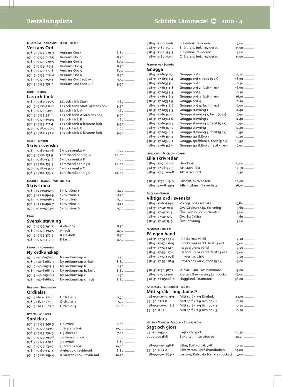 6 9,50 REDIN - HYDÉN Läs och tänk 978-91-7180-225-5 Läs och tänk Start 7,60 978-91-7180-226-2 Läs och tänk Start lärarens bok 9,50 978-91-7179-940-1 Läs och tänk A 7,60 978-91-7179-941-8 Läs och tänk