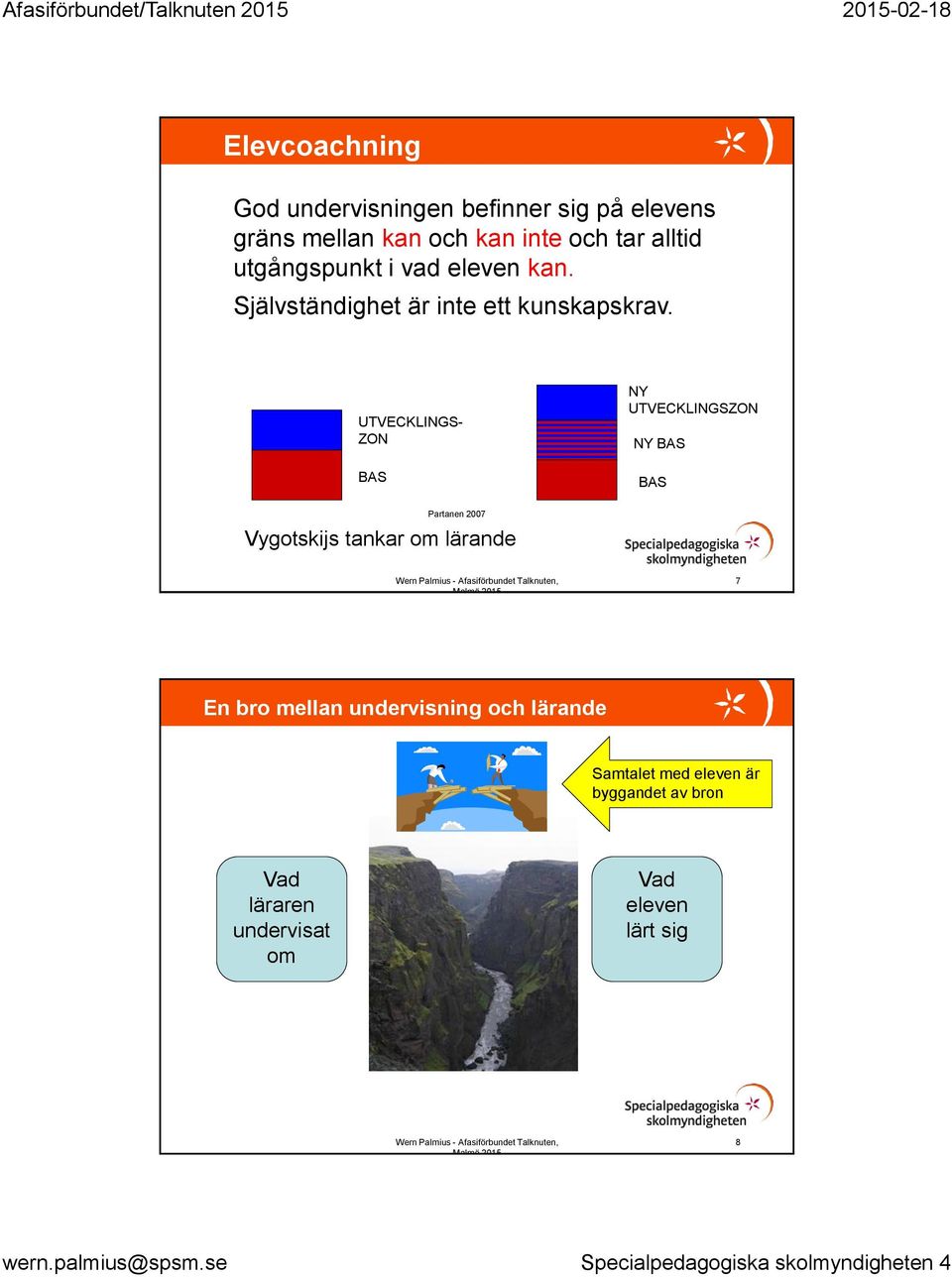 UTVECKLINGS- ZON BAS NY UTVECKLINGSZON NY BAS BAS Partanen 2007 Vygotskijs tankar om lärande 7 En bro mellan