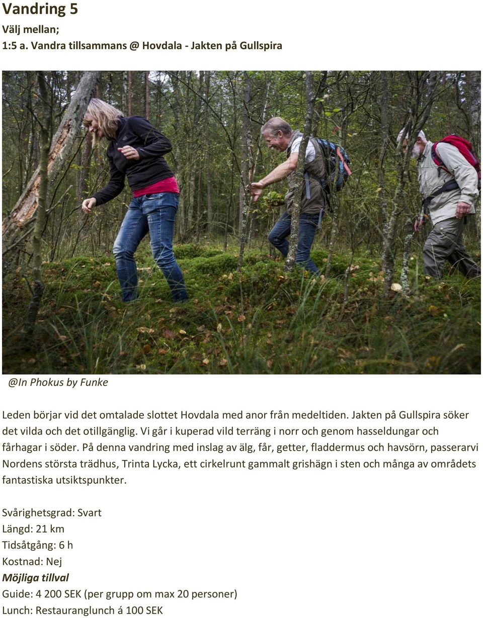Jakten på Gullspira söker det vilda och det otillgänglig. Vi går i kuperad vild terräng i norr och genom hasseldungar och fårhagar i söder.
