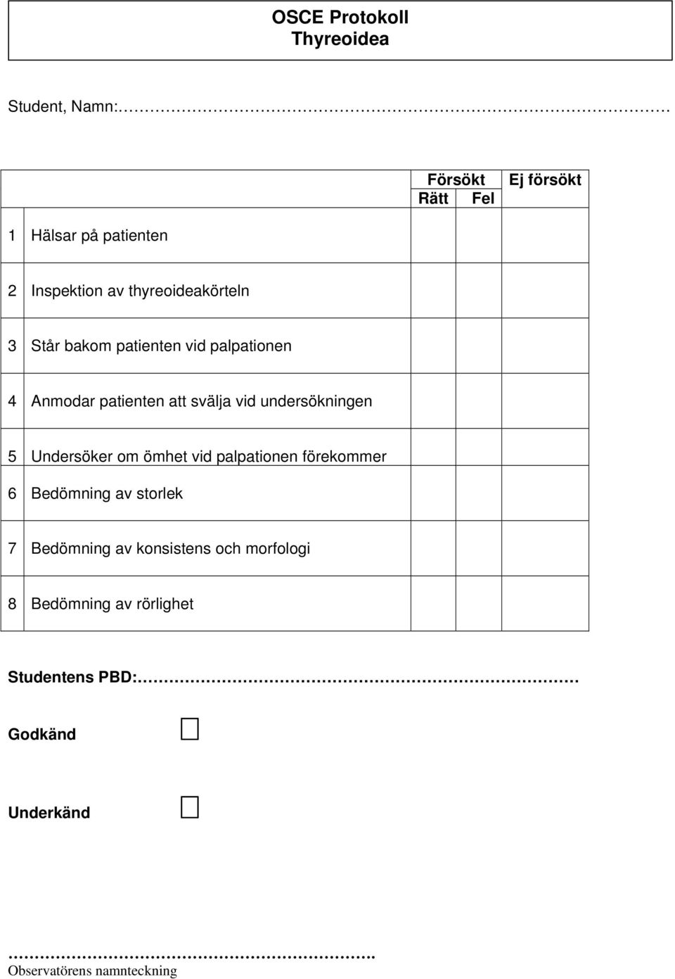 vid undersökningen 5 Undersöker om ömhet vid palpationen förekommer 6 Bedömning av storlek 7 Bedömning