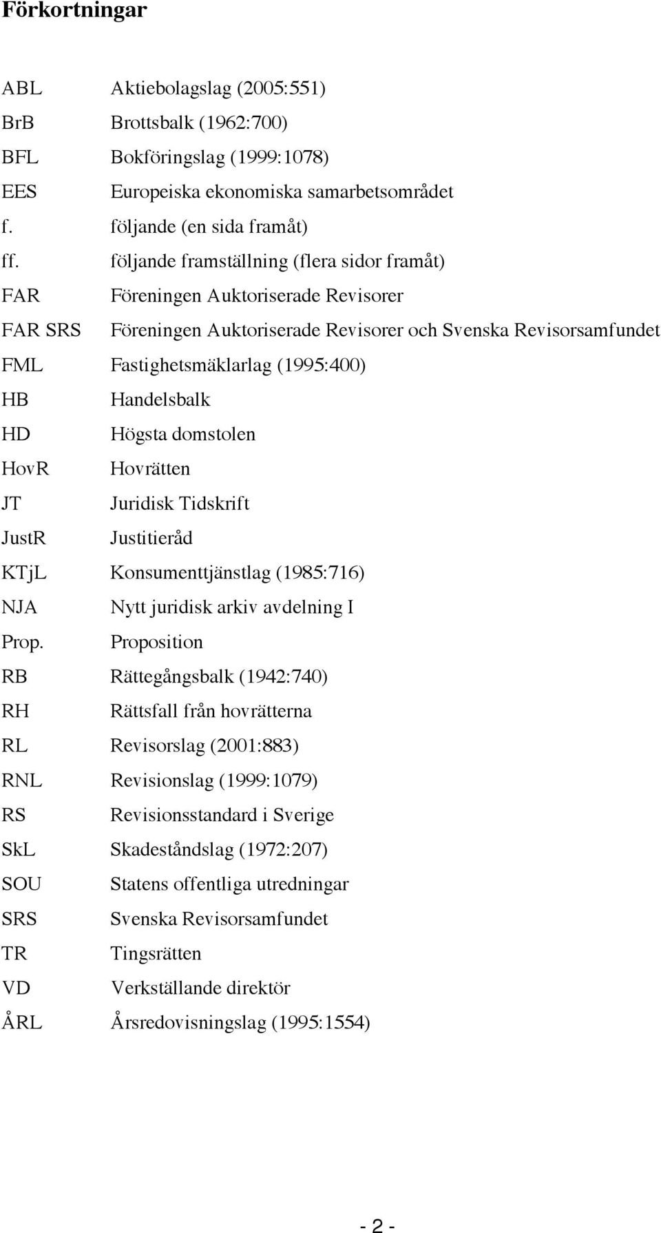 Handelsbalk HD Högsta domstolen HovR Hovrätten JT Juridisk Tidskrift JustR Justitieråd KTjL Konsumenttjänstlag (1985:716) NJA Nytt juridisk arkiv avdelning I Prop.