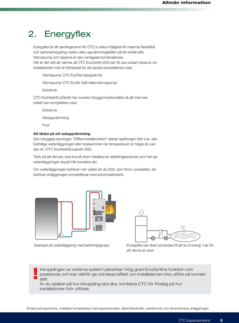 Här är det värt att nämna att CTC EcoZenith i250 kan få vara enbart elpanna vid installationen men är förberedd för att senare kompletteras med: Värmepump CTC EcoPart (bergvärme) Värmepump CTC EcoAir