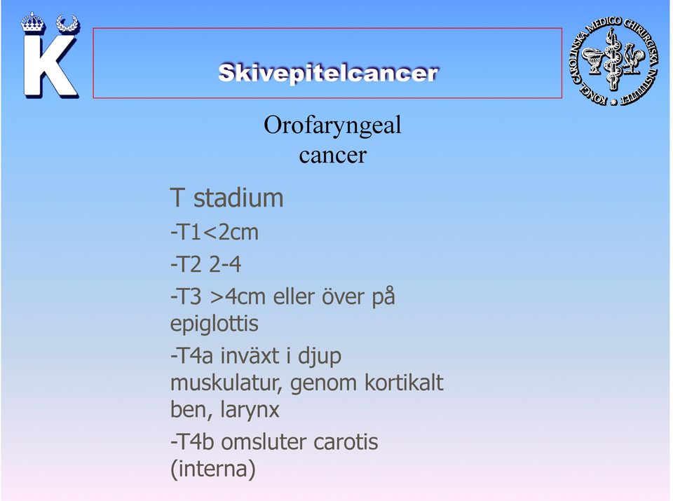 epiglottis -T4a inväxt i djup muskulatur,