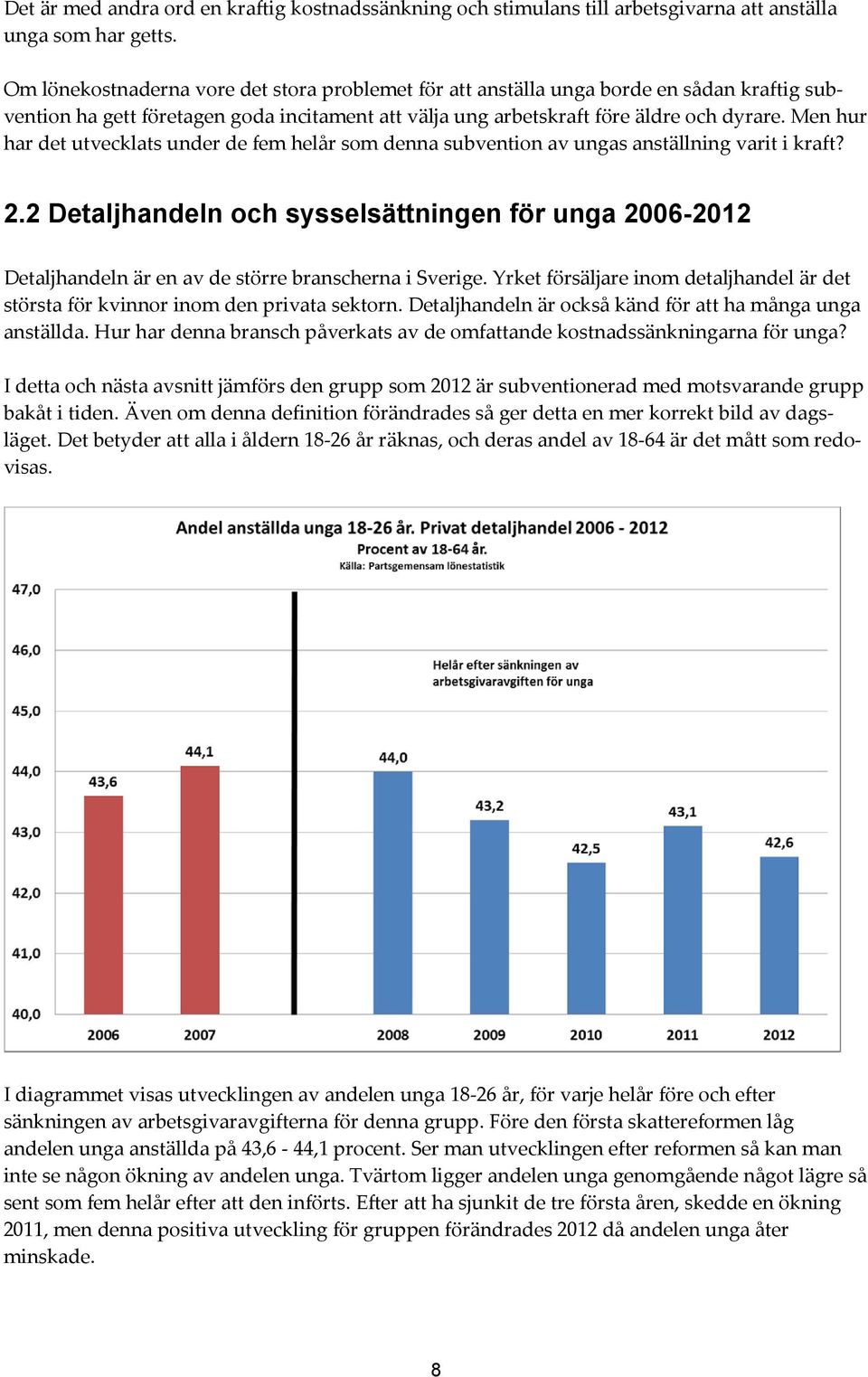 Men hur har det utvecklats under de fem helår som denna subvention av ungas anställning varit i kraft? 2.