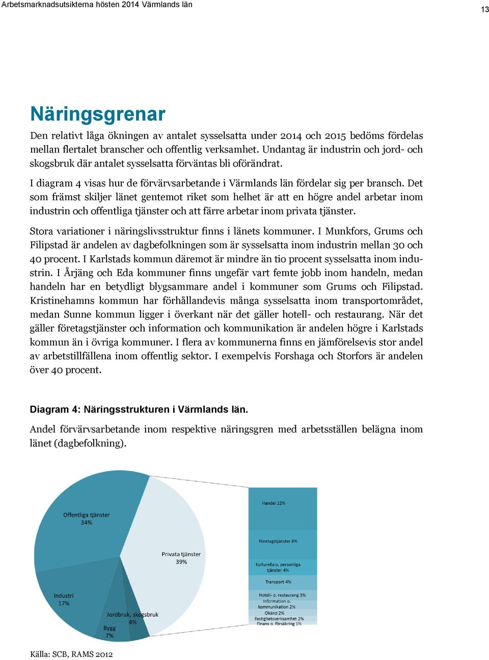 Det som främst skiljer länet gentemot riket som helhet är att en högre andel arbetar inom industrin och offentliga tjänster och att färre arbetar inom privata tjänster.