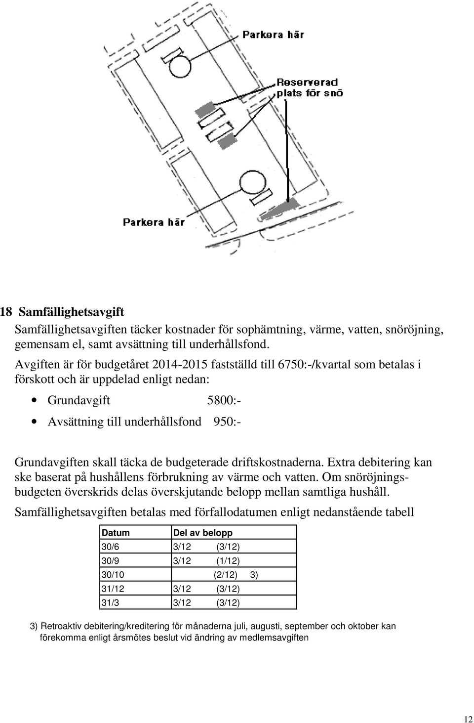 täcka de budgeterade driftskostnaderna. Extra debitering kan ske baserat på hushållens förbrukning av värme och vatten.