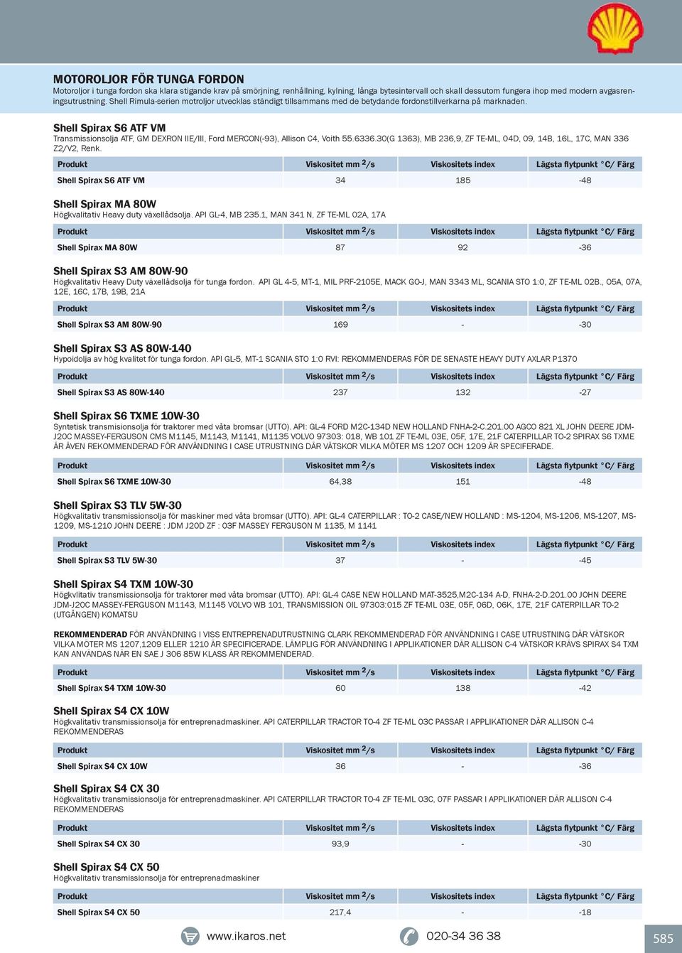 Shell Spirax S6 ATF VM Transmissionsolja ATF, GM DEXRON IIE/III, Ford MERCON(-93), Allison C4, Voith 55.6336.30(G 1363), MB 236,9, ZF TE-ML, 04D, 09, 14B, 16L, 17C, MAN 336 Z2/V2, Renk.