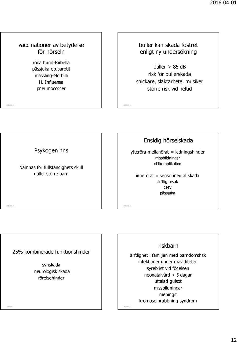 Psykogen hns Nämnas för fullständighets skull gäller större barn ytteröra-mellanörat = ledningshinder missbildningar otitkomplikation innerörat = sensorineural skada ärftlig orsak CMV