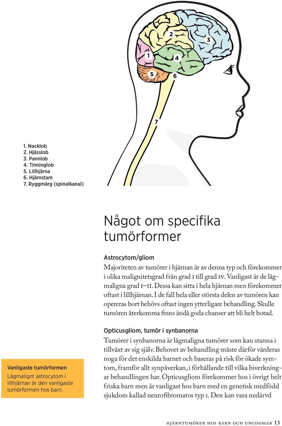 Vanligast är de lågmaligna grad I II. Dessa kan sitta i hela hjärnan men förekommer oftast i lillhjärnan.