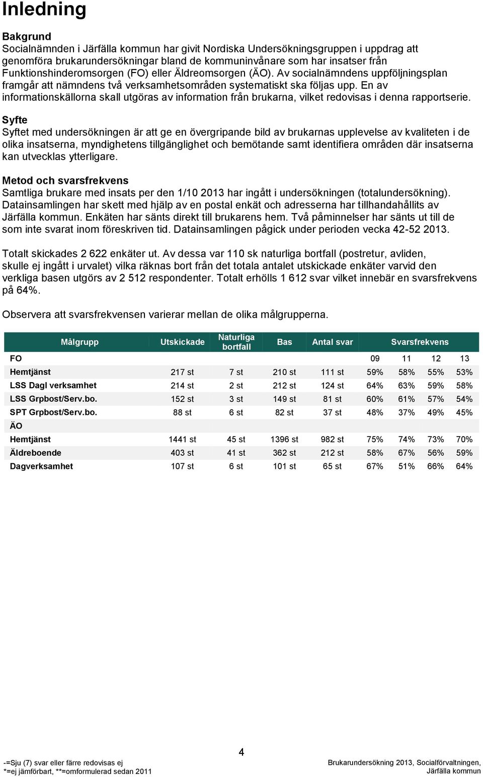 En av informationskällorna skall utgöras av information från brukarna, vilket redovisas i denna rapportserie.