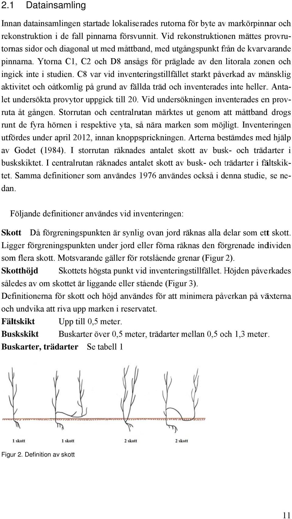 C8 var vid inventeringstillfället starkt påverkad av mänsklig aktivitet och oåtkomlig på grund av fällda träd och inventerades inte heller.. Anta- prov- let undersökta provytor uppgick till 20.