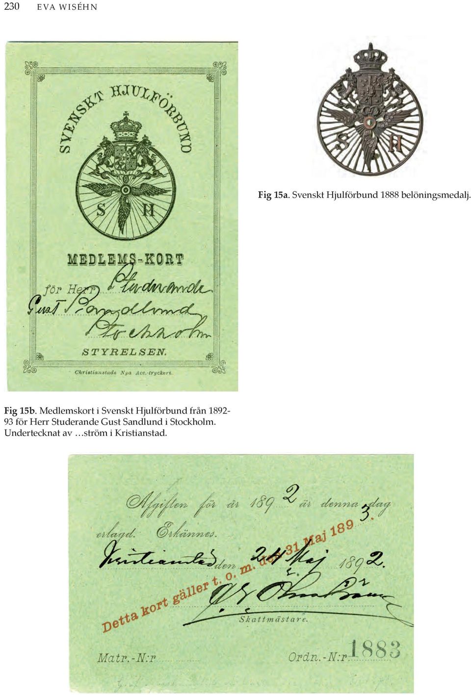 Medlemskort i Svenskt Hjulförbund från 1892-93 för