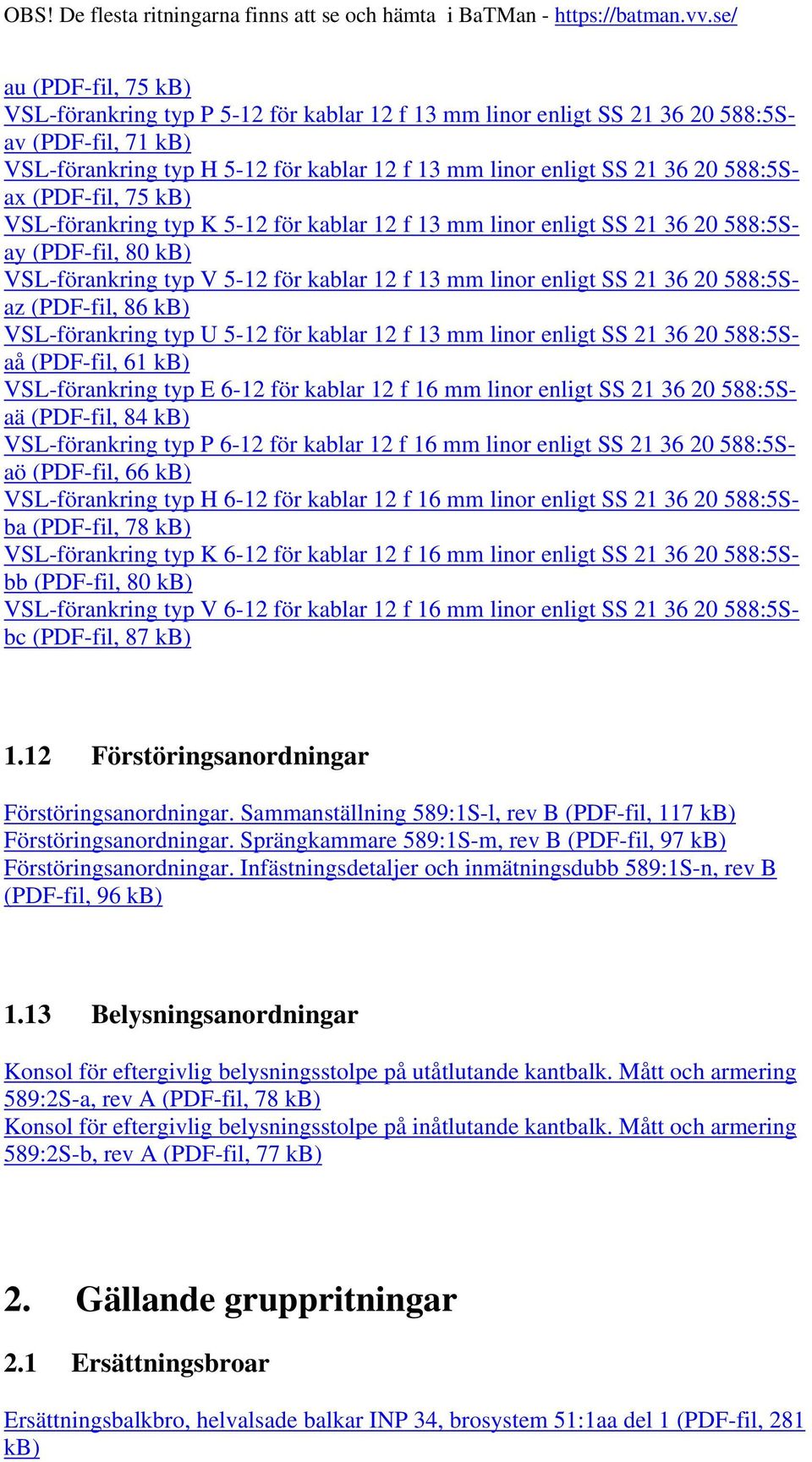 86 VSL-förankring typ U 5-12 för kablar 12 f 13 mm linor enligt SS 21 36 20 588:5Saå (PDF-fil, 61 VSL-förankring typ E 6-12 för kablar 12 f 16 mm linor enligt SS 21 36 20 588:5Saä (PDF-fil, 84