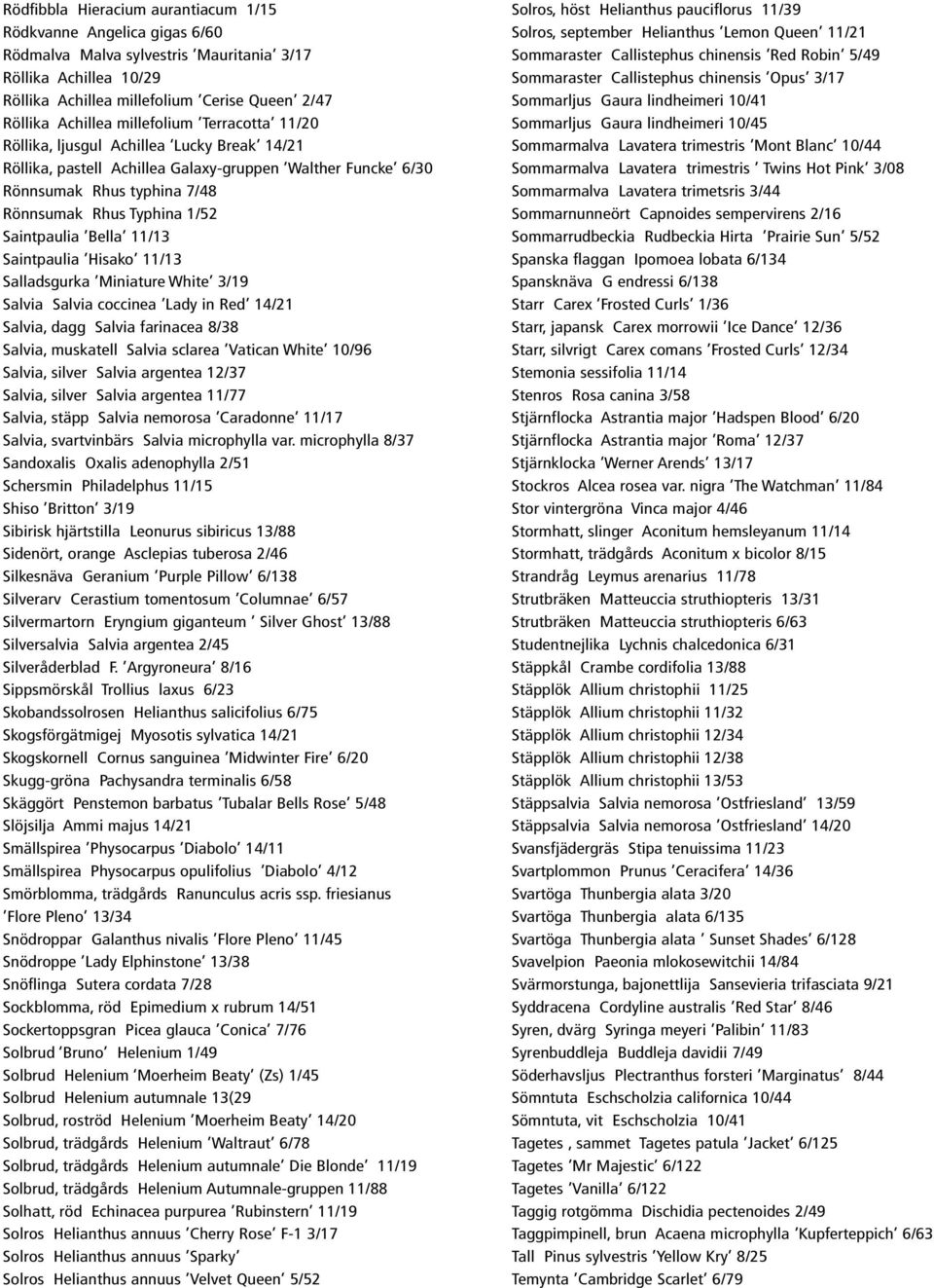 Saintpaulia Bella 11/13 Saintpaulia Hisako 11/13 Salladsgurka Miniature White 3/19 Salvia Salvia coccinea Lady in Red 14/21 Salvia, dagg Salvia farinacea 8/38 Salvia, muskatell Salvia sclarea Vatican