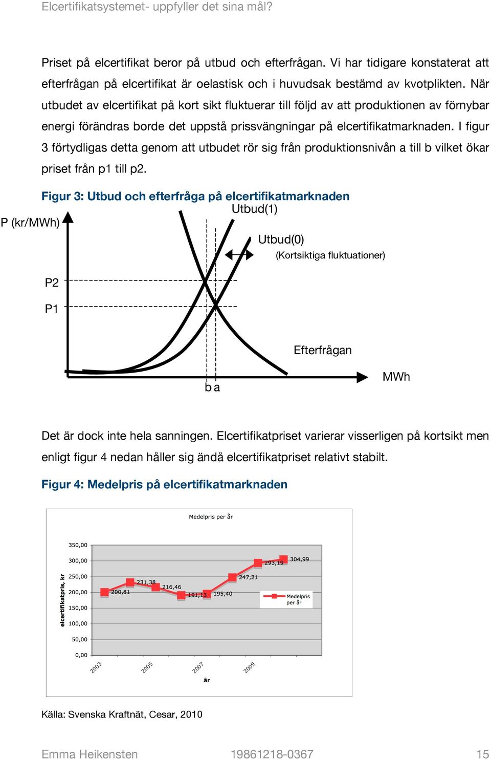 I figur 3 förtydligas detta genom att utbudet rör sig från produktionsnivån a till b vilket ökar priset från p1 till p2.