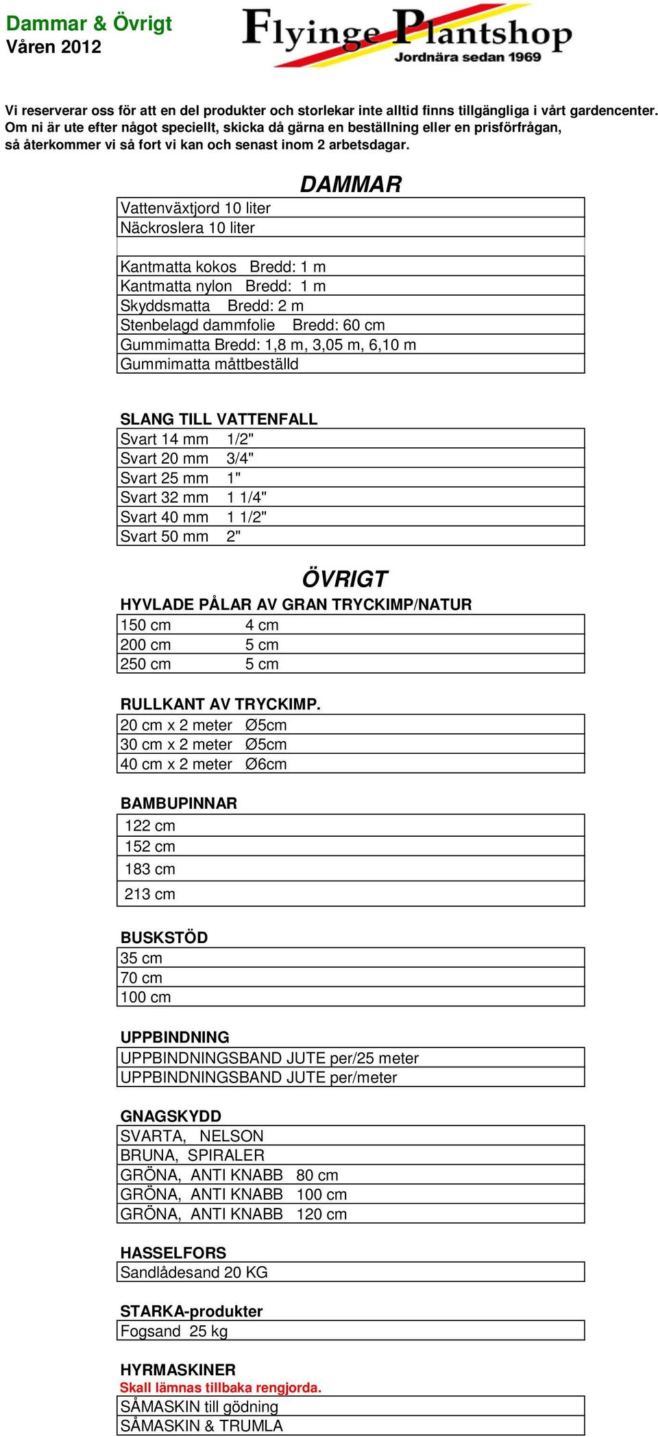 Vattenväxtjord 10 liter Näckroslera 10 liter DAMMAR Kantmatta kokos Bredd: 1 m Kantmatta nylon Bredd: 1 m Skyddsmatta Bredd: 2 m Stenbelagd dammfolie Bredd: 60 cm Gummimatta Bredd: 1,8 m, 3,05 m,