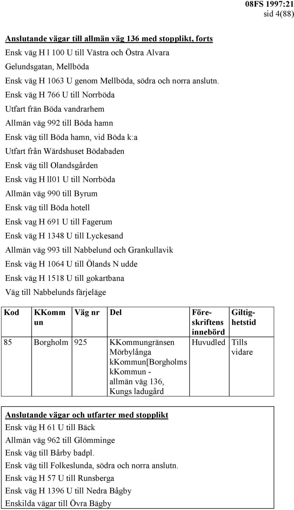 ll01 U till Norrböda Allmän väg 990 till Byrum Ensk väg till Böda hotell Ensk vag H 691 U till Fagerum Ensk väg H 1348 U till Lyckesand Allmän väg 993 till Nabbelund och Grankullavik Ensk väg H 1064