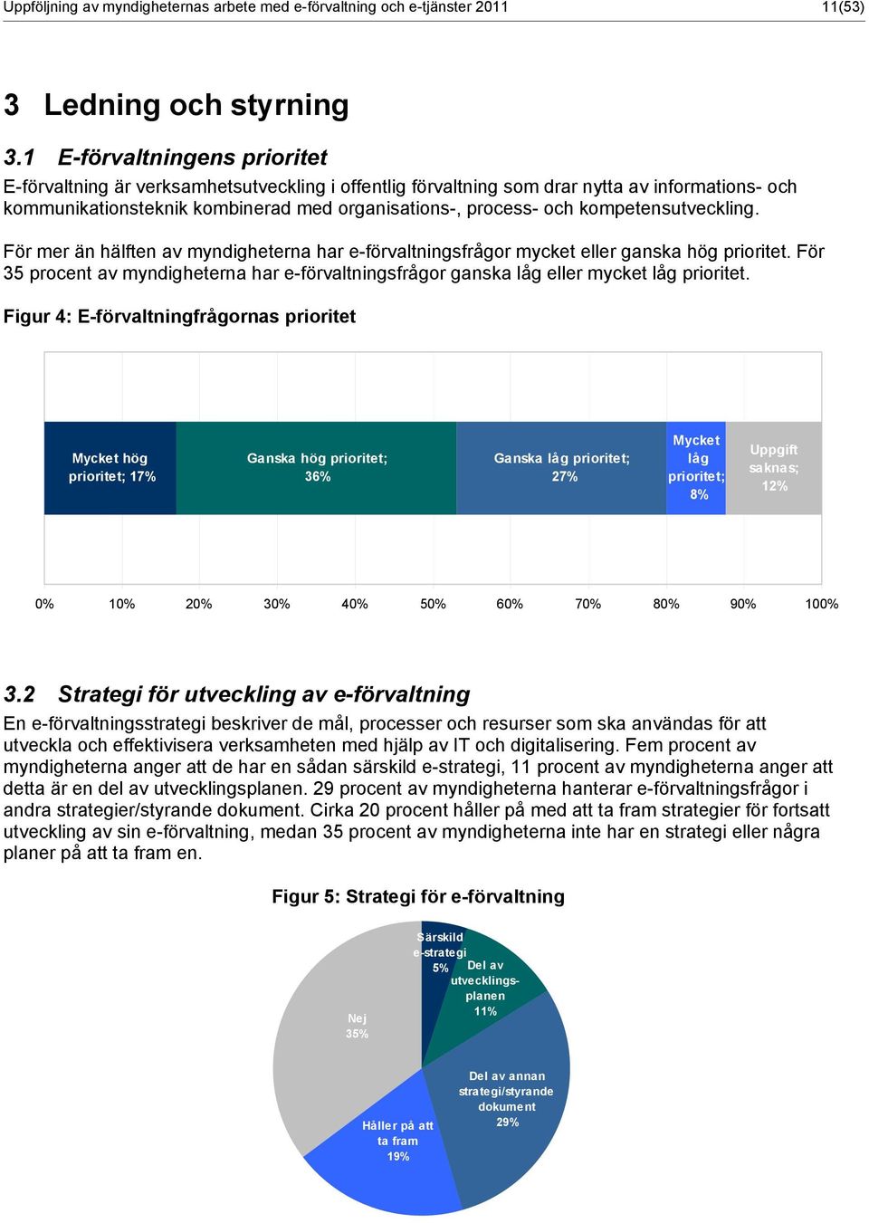 kompetensutveckling. För mer än hälften av myndigheterna har e-förvaltningsfrågor mycket eller ganska hög prioritet.