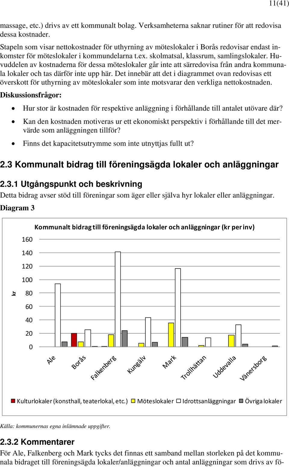 Huvuddelen av kostnaderna för dessa möteslokaler går inte att särredovisa från andra kommunala lokaler och tas därför inte upp här.