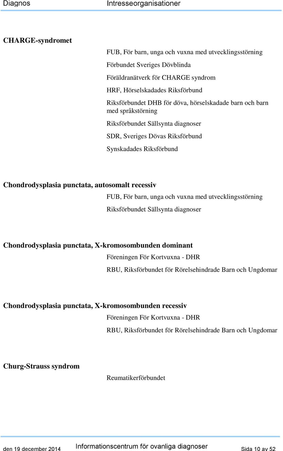 punctata, autosomalt recessiv Chondrodysplasia punctata, X-kromosombunden dominant Föreningen För Kortvuxna - DHR