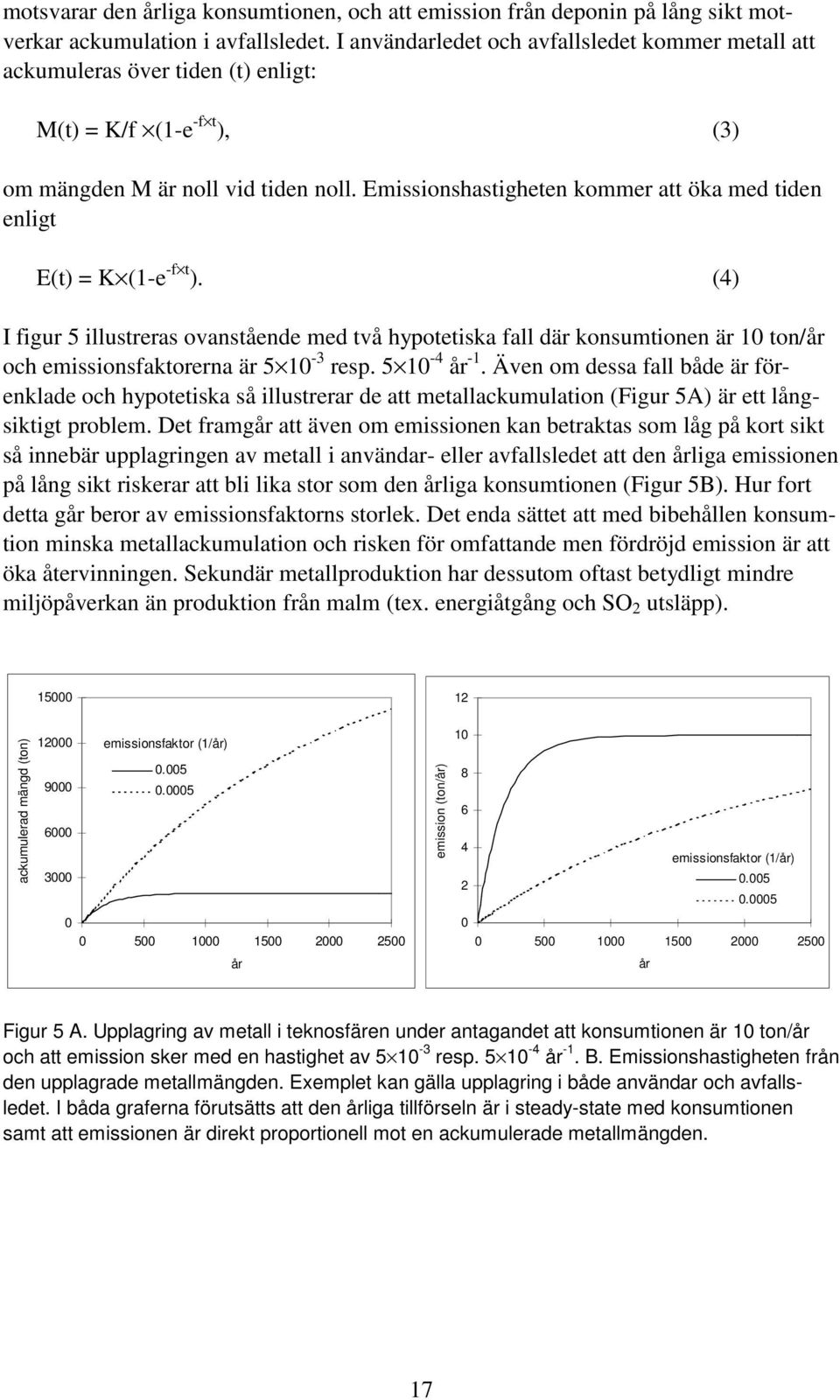 Emissionshastigheten kommer att öka med tiden enligt E(t) = K (1-e -f t ).