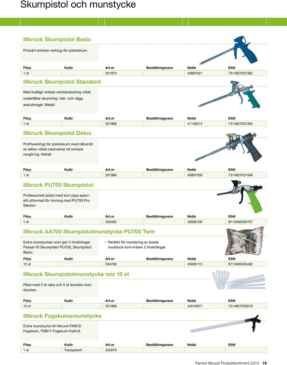 1 st 331969 41148214 7314927031355 illbruck Skumpistol Delux Proffsverktyg för pistolskum med nålventil av teflon vilket medverkar till enklare ren göring. Metall.