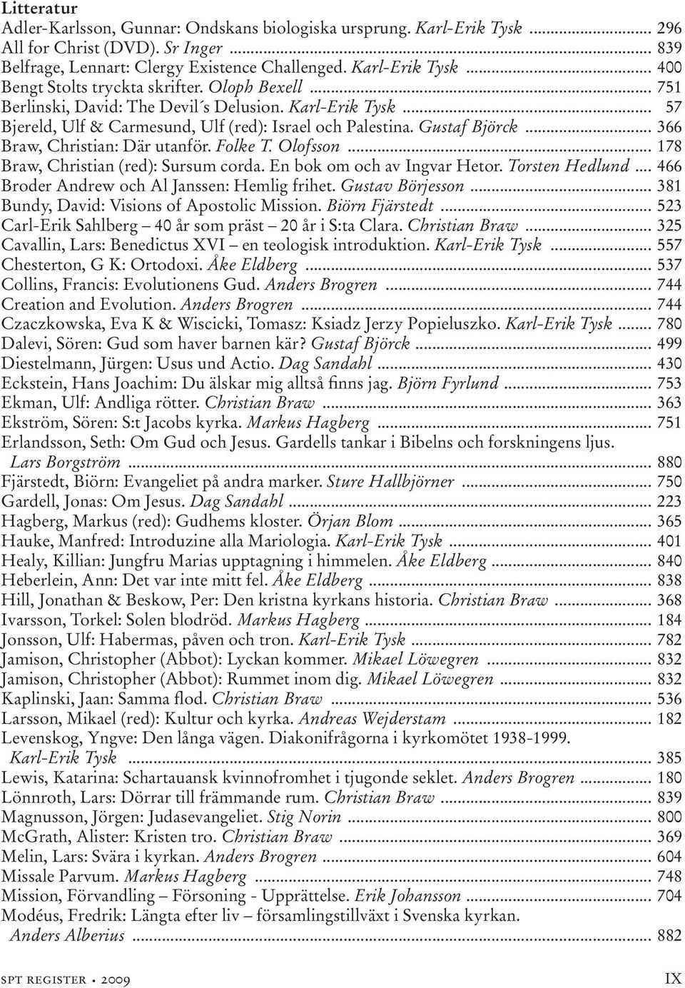 Olofsson... 178 Braw, Christian (red): Sursum corda. En bok om och av Ingvar Hetor. Torsten Hedlund... 466 Broder Andrew och Al Janssen: Hemlig frihet. Gustav Börjesson.