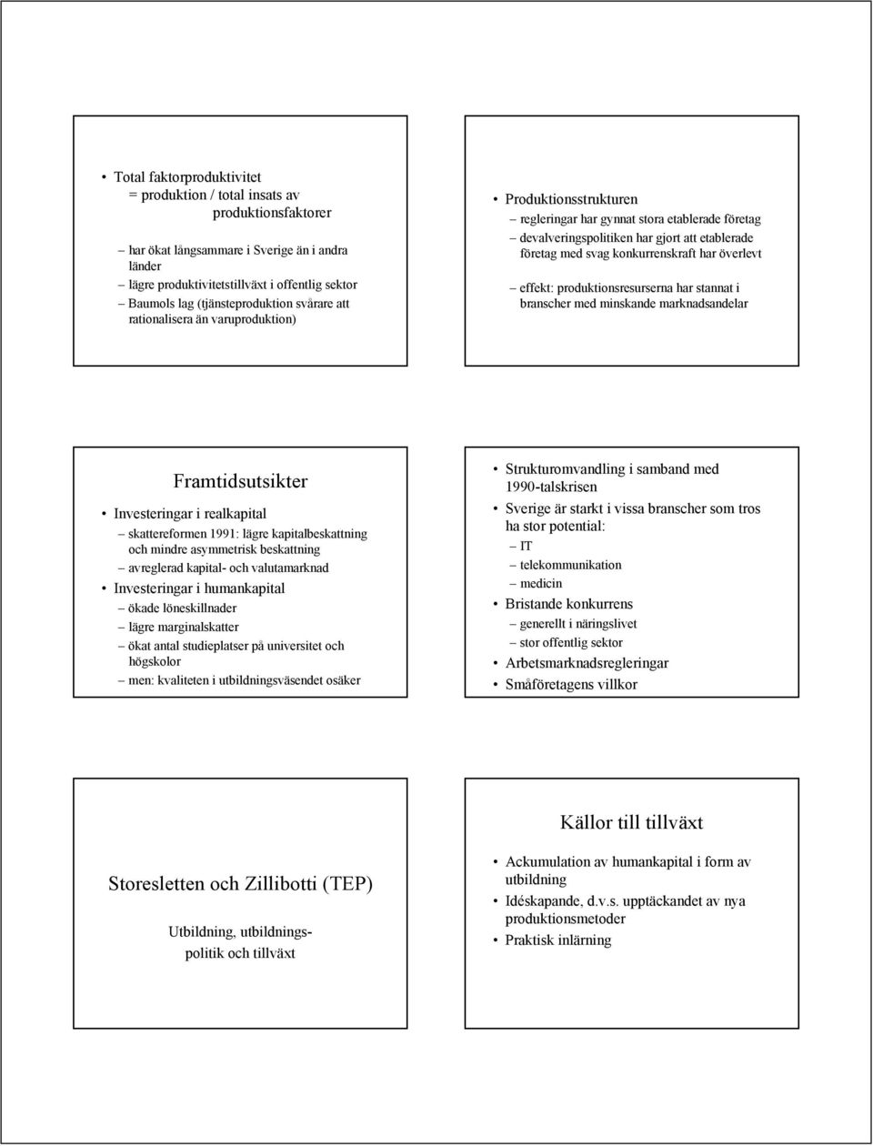 konkurrenskraft har överlevt effekt: produktionsresurserna har stannat i branscher med minskande marknadsandelar Framtidsutsikter Investeringar i realkapital skattereformen 1991: lägre