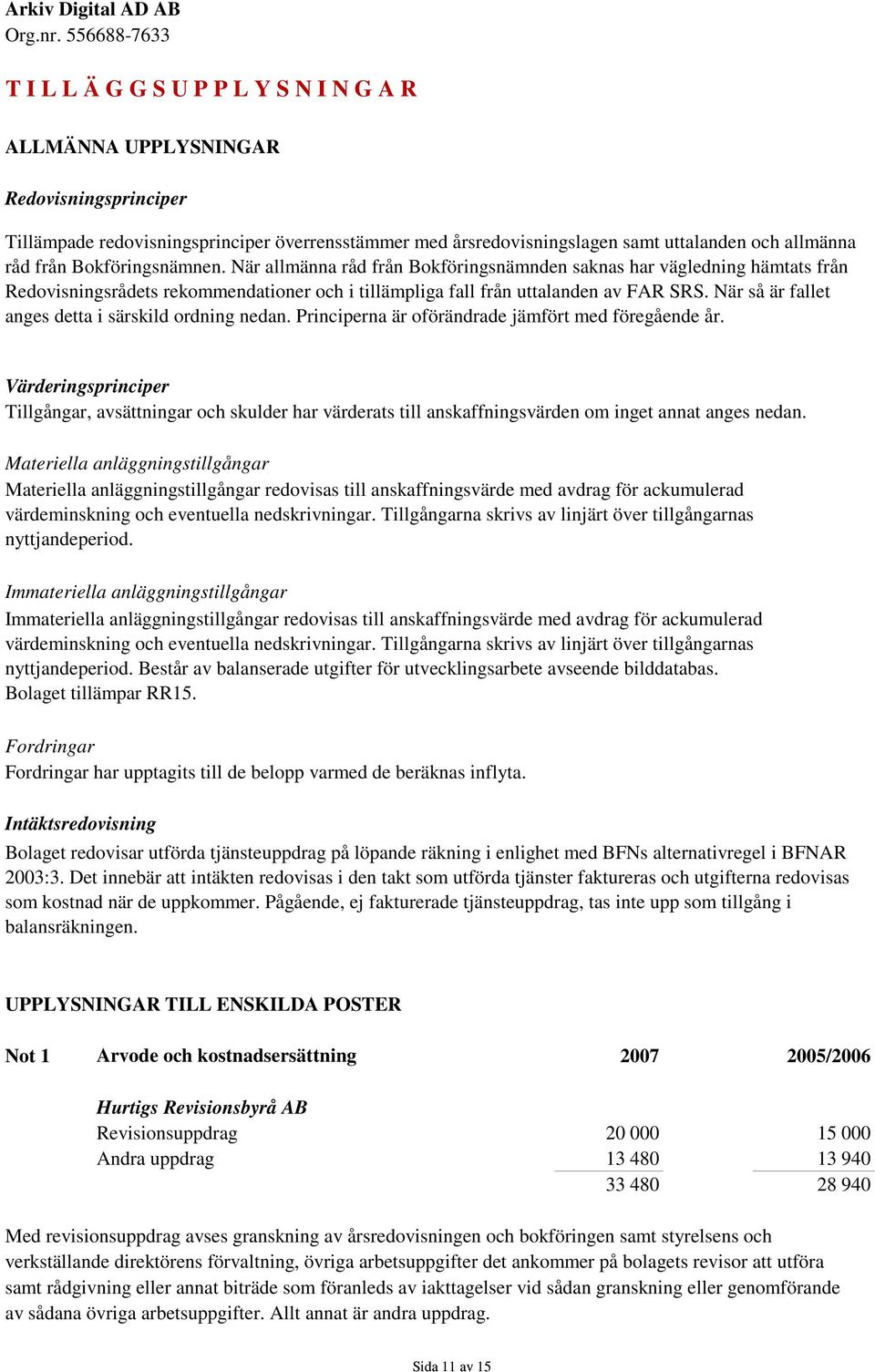 När så är fallet anges detta i särskild ordning nedan. Principerna är oförändrade jämfört med föregående år.