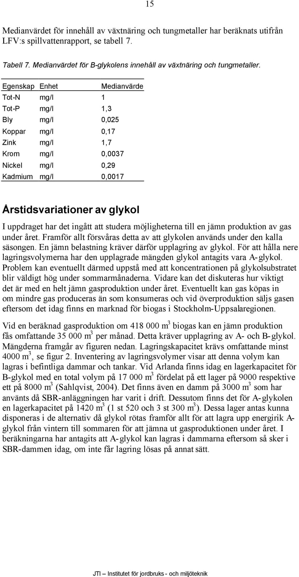 det ingått att studera möjligheterna till en jämn produktion av gas under året. Framför allt försvåras detta av att glykolen används under den kalla säsongen.