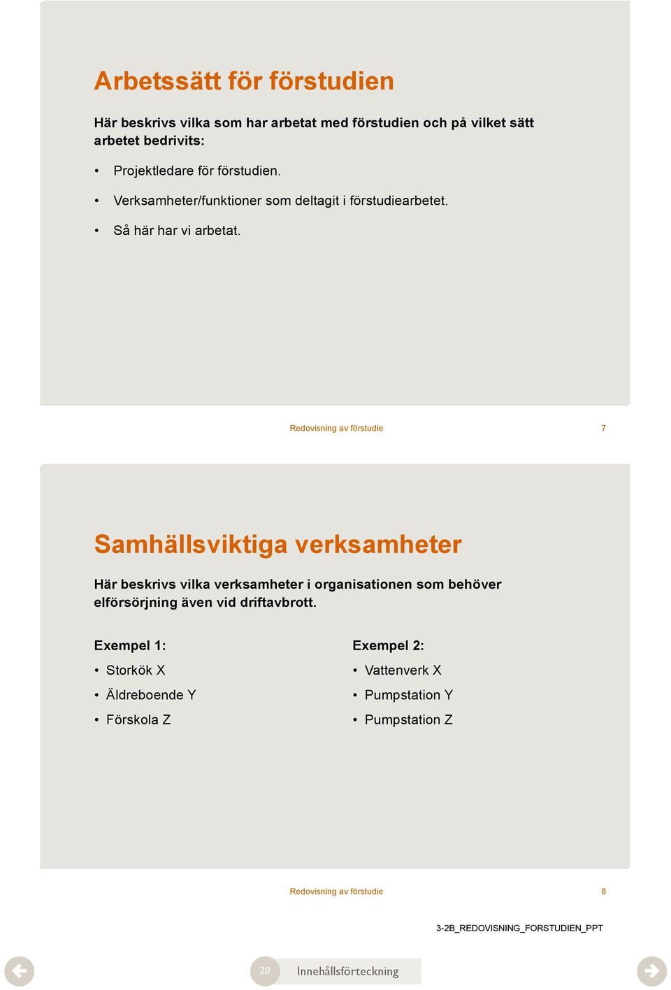 Redovisning av förstudie 7 Samhällsviktiga verksamheter Här beskrivs vilka verksamheter i organisationen som behöver elförsörjning