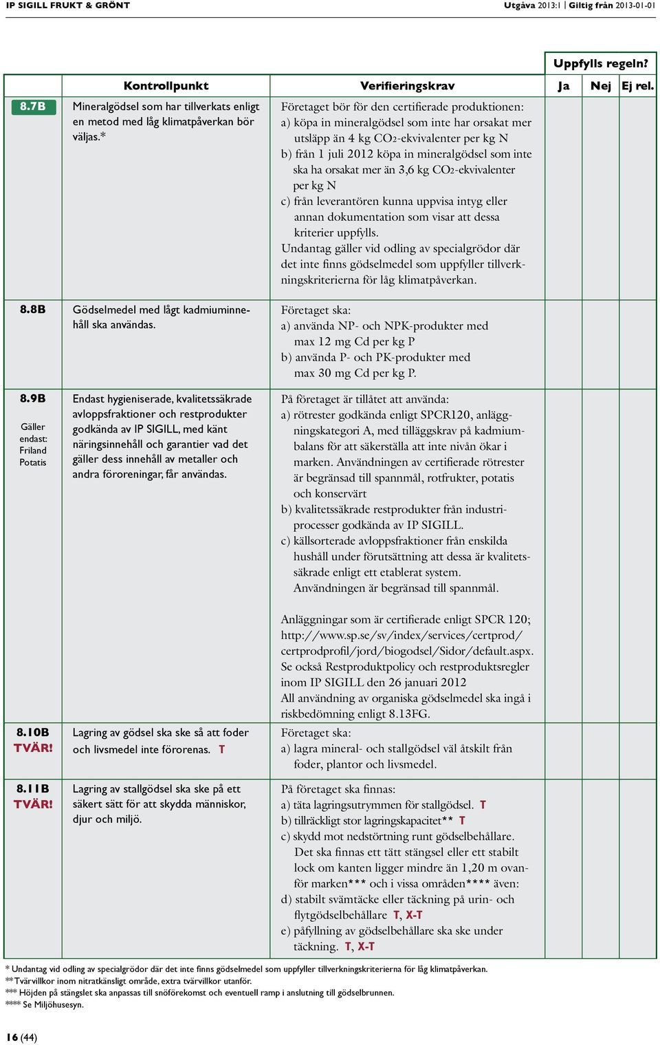 ha orsakat mer än 3,6 kg CO2-ekvivalenter per kg N c) från leverantören kunna uppvisa intyg eller annan dokumentation som visar att dessa kriterier uppfylls.