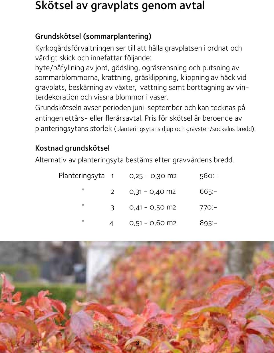 blommor i vaser. Grundskötseln avser perioden juni-september och kan tecknas på antingen ettårs- eller flerårsavtal.