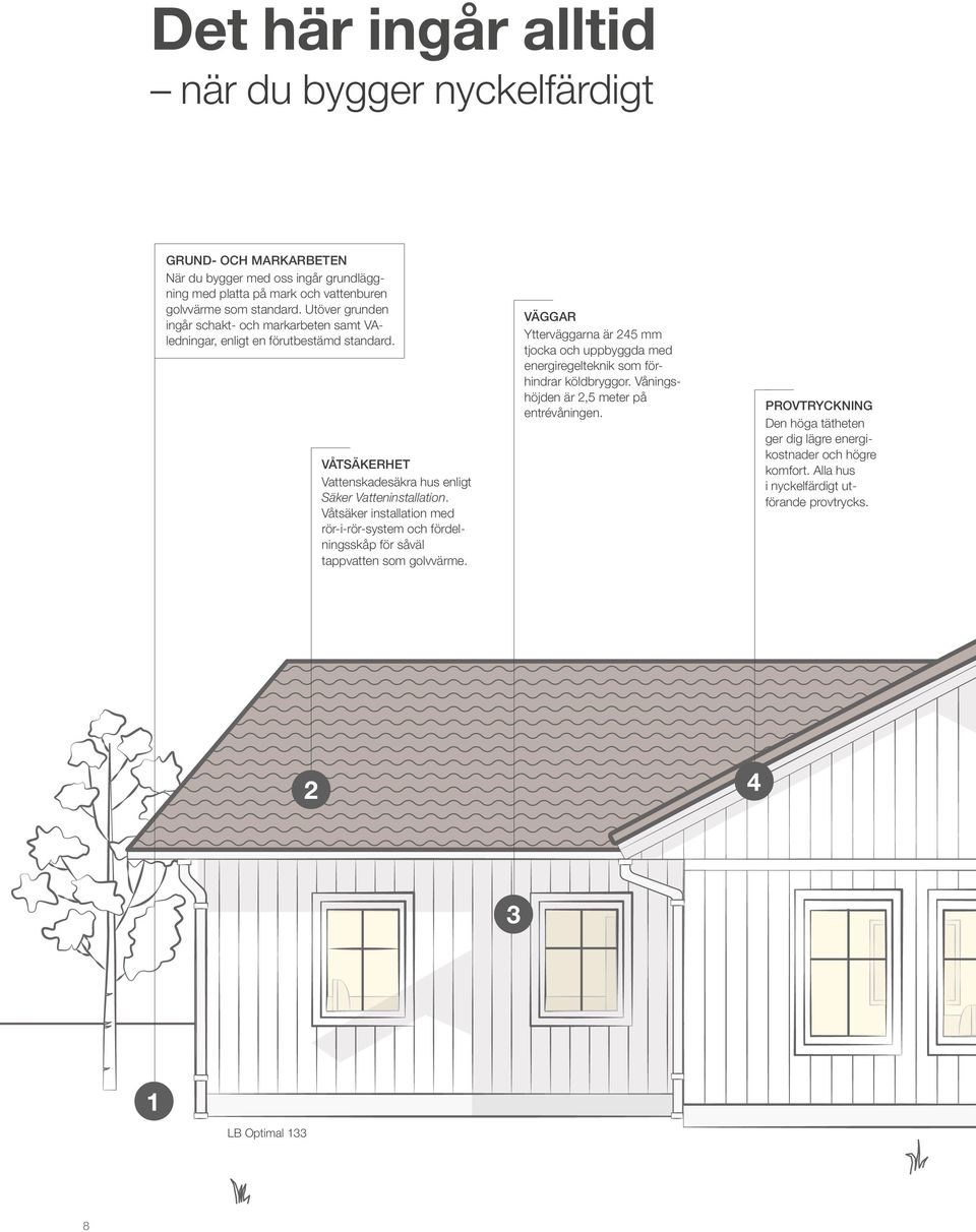 Våtsäker installation med rör-i-rör-system och fördel - nings skåp för såväl tappvatten som golvvärme.