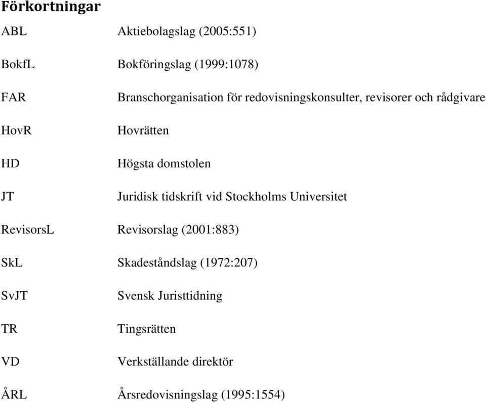 Juridisk tidskrift vid Stockholms Universitet RevisorsL Revisorslag (2001:883) SkL Skadeståndslag