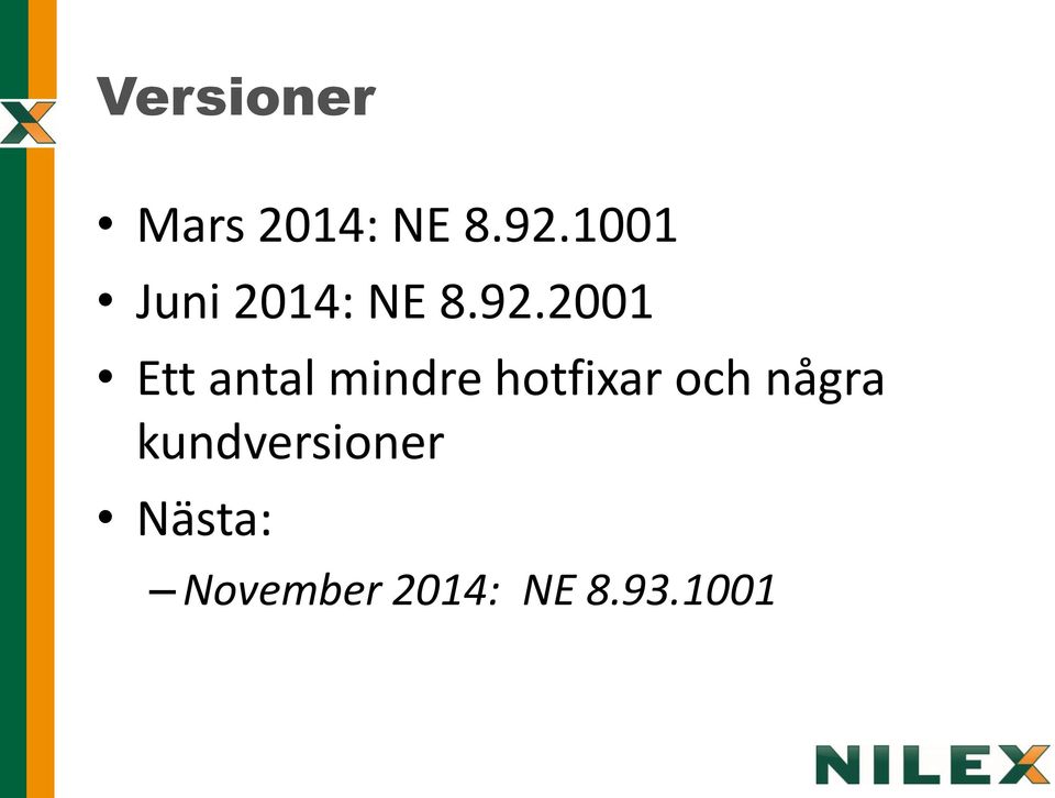 2001 Ett antal mindre hotfixar och