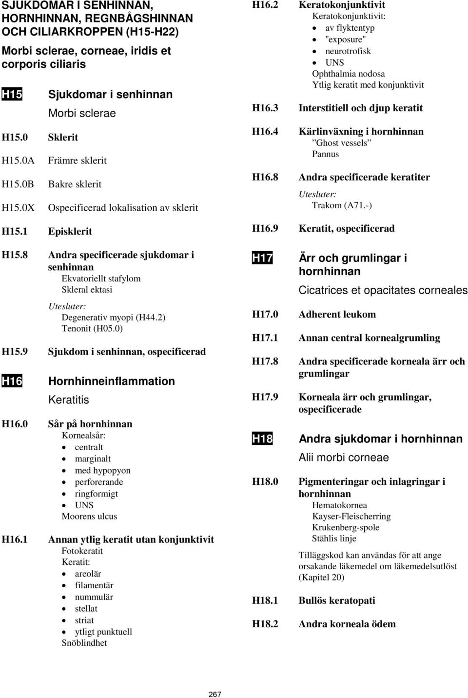 8 Andra specificerade sjukdomar i senhinnan Ekvatoriellt stafylom Skleral ektasi Degenerativ myopi (H44.2) Tenonit (H05.0) H15.