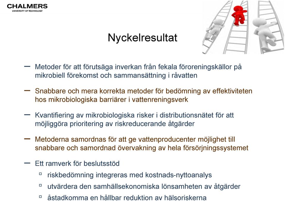 prioritering av riskreducerande åtgärder Metoderna samordnas för att ge vattenproducenter möjlighet till snabbare och samordnad övervakning av hela försörjningssystemet