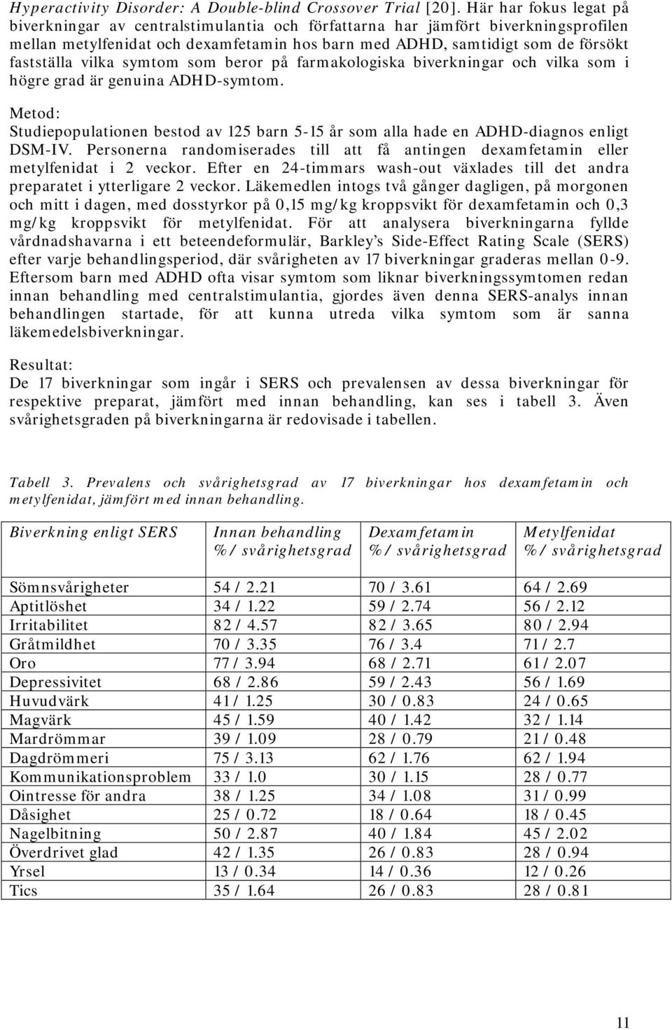 vilka symtom som beror på farmakologiska biverkningar och vilka som i högre grad är genuina ADHD-symtom.