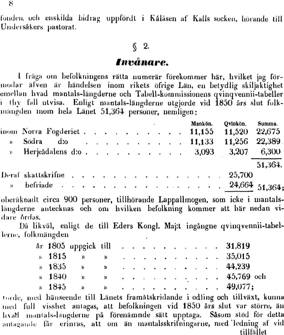 Tabell-kommissionens qvinqvennii-tabeller i thy fall utvisa.