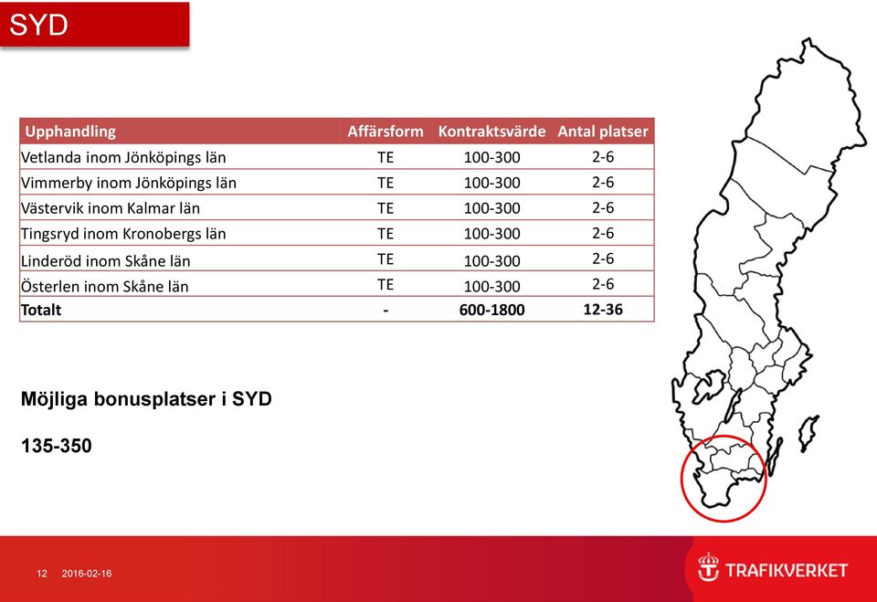 TE 100-300 2-6 Linderöd inom Skåne län TE 100-300 2-6 Österlen inom Skåne län TE