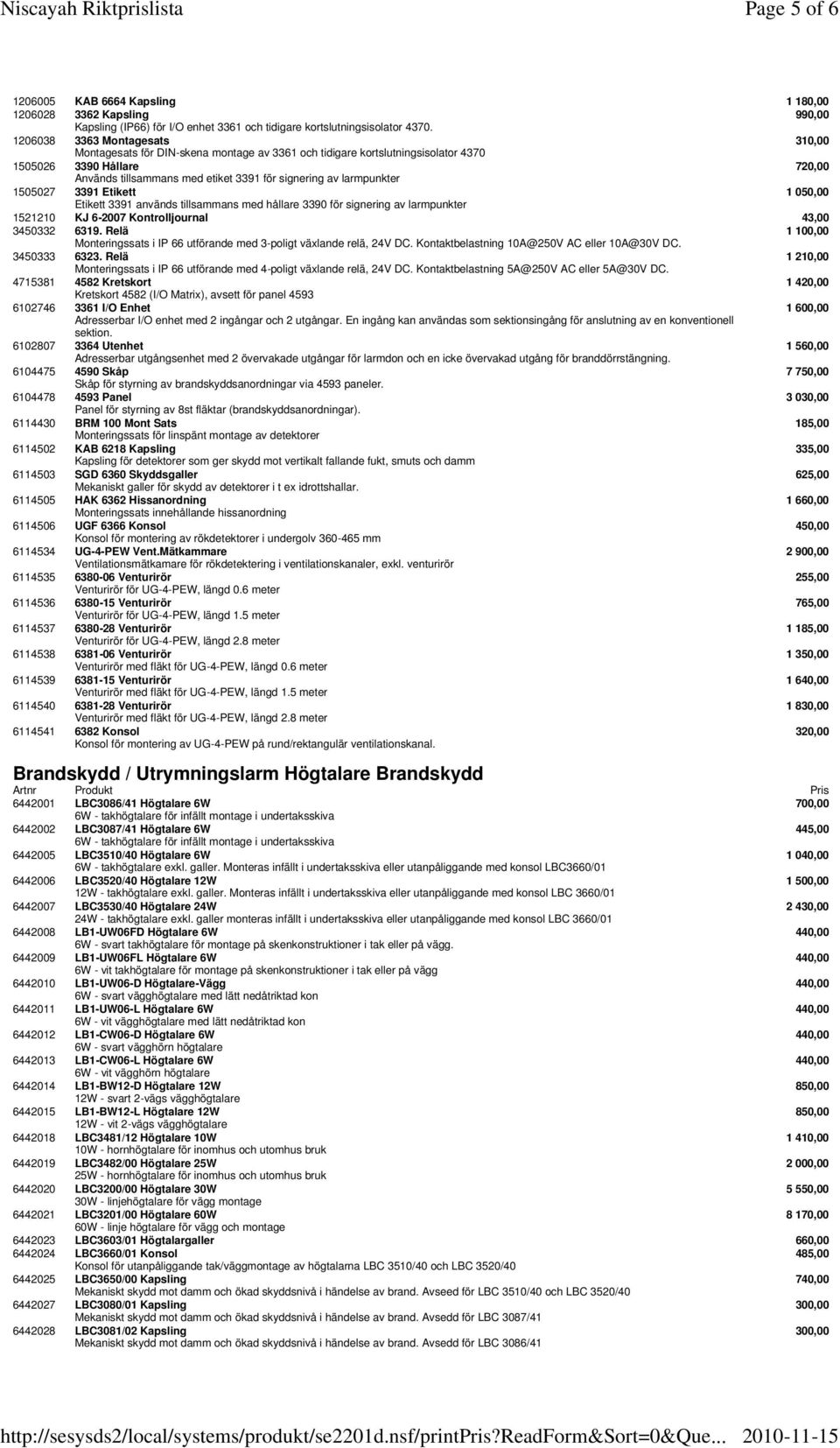 larmpunkter 1505027 3391 Etikett 1 050,00 Etikett 3391 används tillsammans med hållare 3390 för signering av larmpunkter 1521210 KJ 6-2007 Kontrolljournal 43,00 3450332 6319.