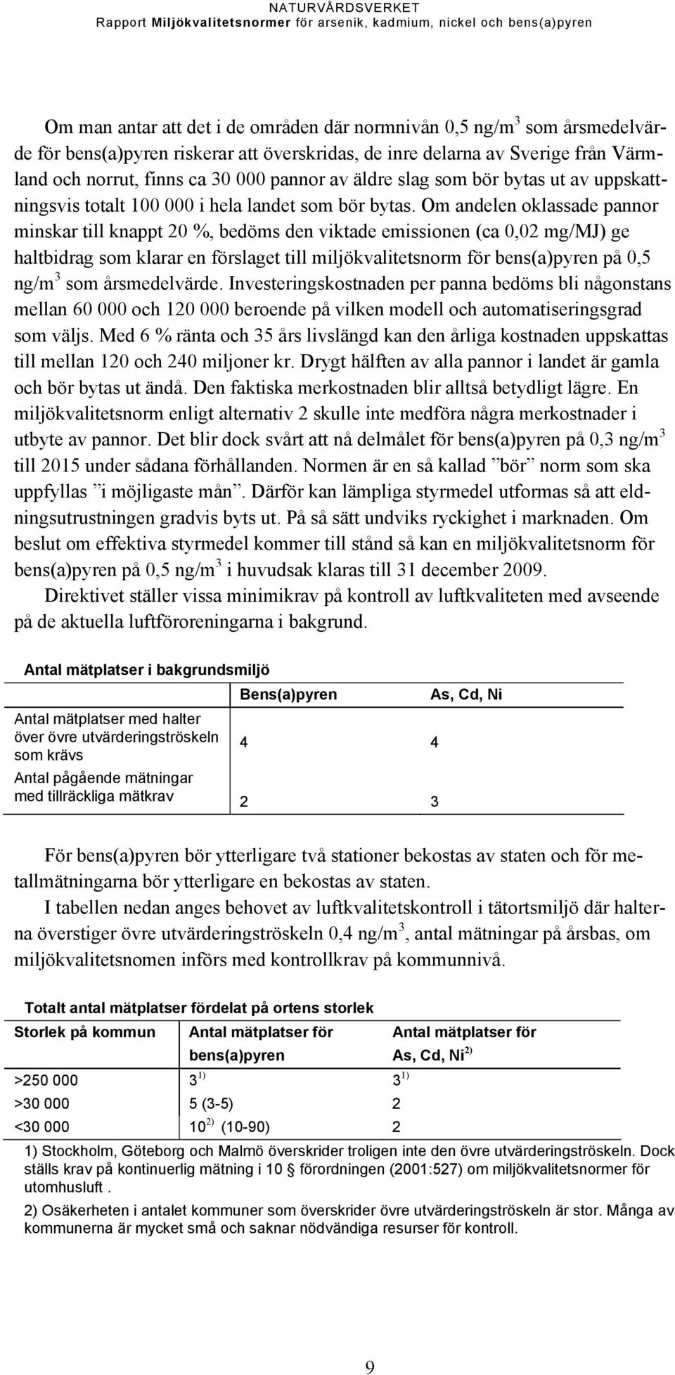 Om andelen oklassade pannor minskar till knappt 20 %, bedöms den viktade emissionen (ca 0,02 mg/mj) ge haltbidrag som klarar en förslaget till miljökvalitetsnorm för bens(a)pyren på 0,5 ng/m 3 som