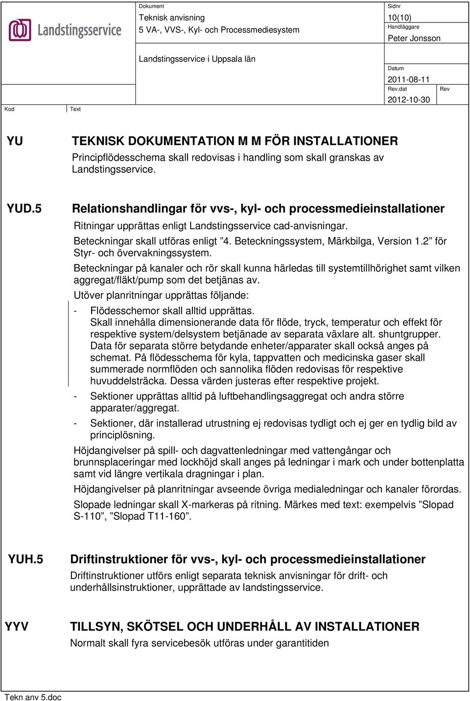 Beteckningssystem, Märkbilga, Version 1.2 för Styr- och övervakningssystem.