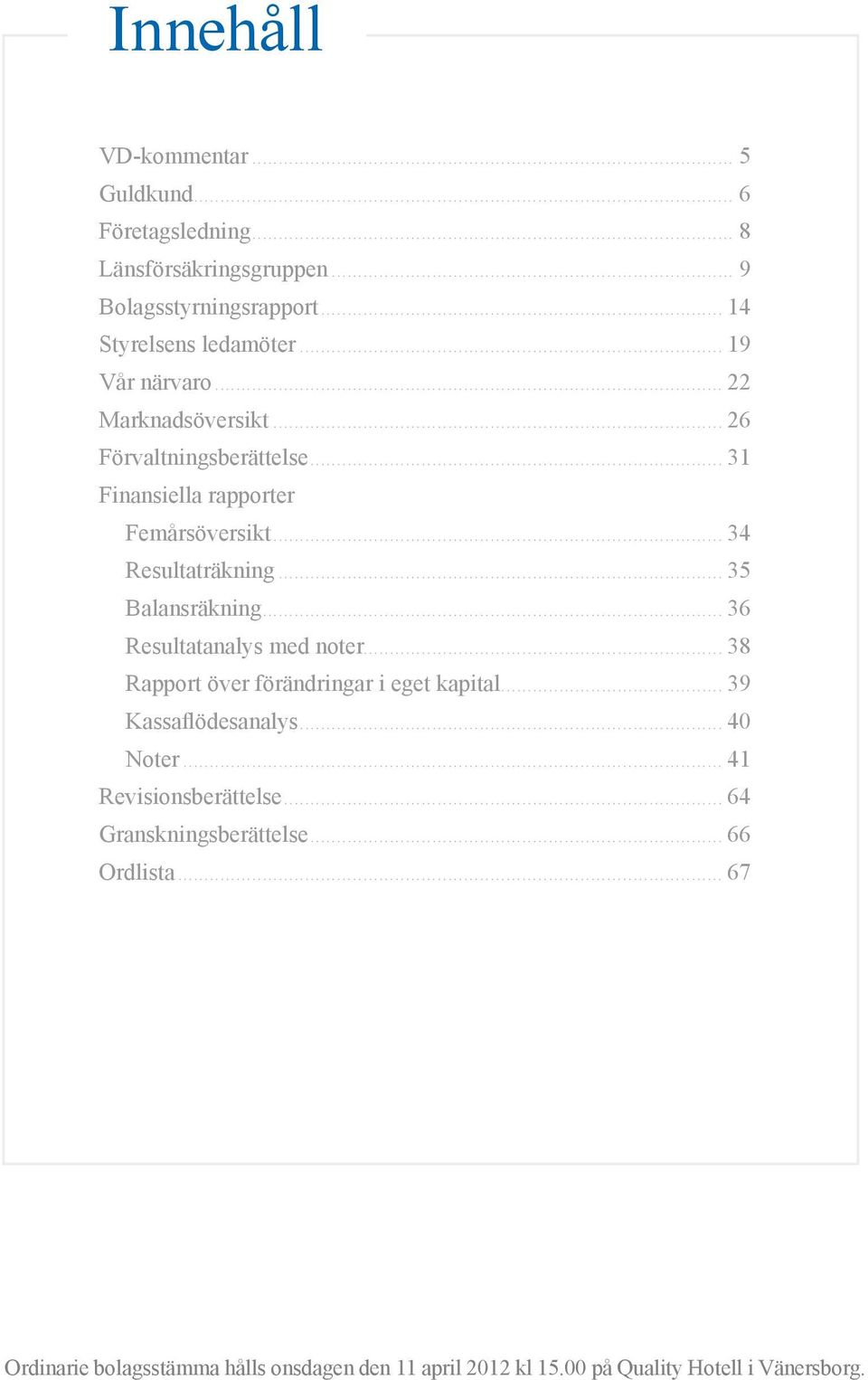 .. 35 Balansräkning... 36 Resultatanalys med noter... 38 Rapport över förändringar i eget kapital... 39 Kassaflödesanalys... 40 Noter.