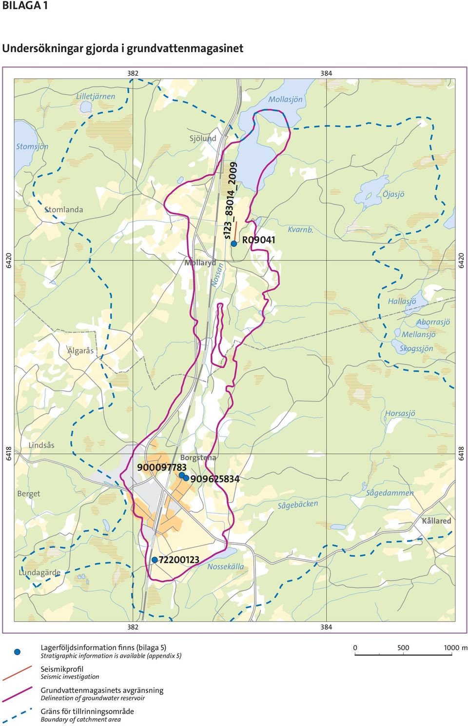 Sågedammen 6418 Kållared Lundagärde 72200123 Nossekälla 382 384 Lagerföljdsinformation finns (bilaga 5) Stratigraphic information is available (appendix 5)