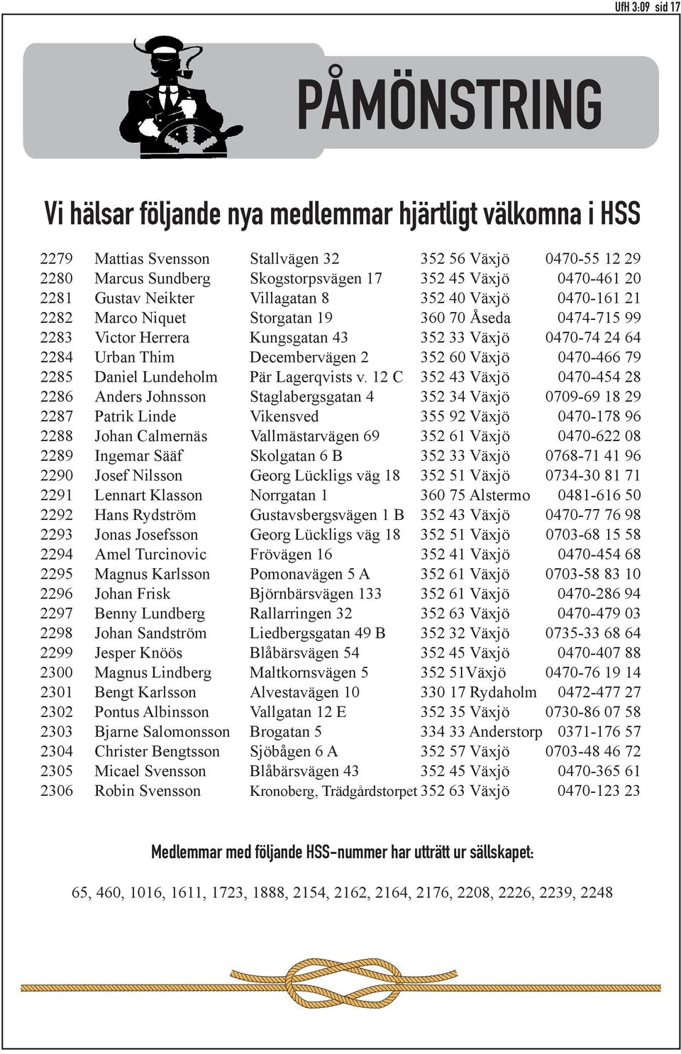 Decembervägen 2 352 60 Växjö 0470-466 79 2285 Daniel Lundeholm Pär Lagerqvists v.