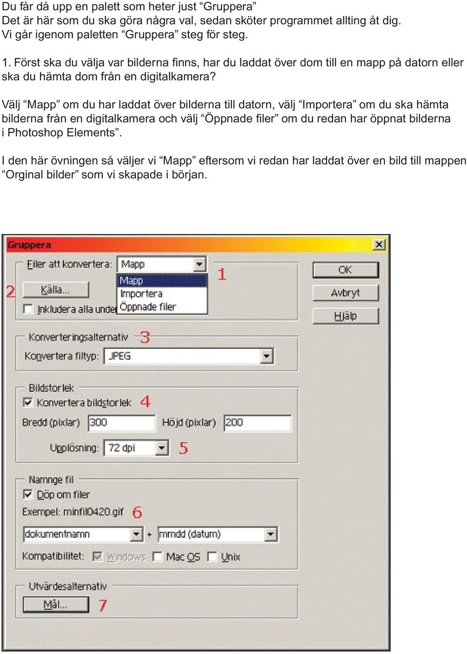 Först ska du välja var bilderna finns, har du laddat över dom till en mapp på datorn eller ska du hämta dom från en digitalkamera?