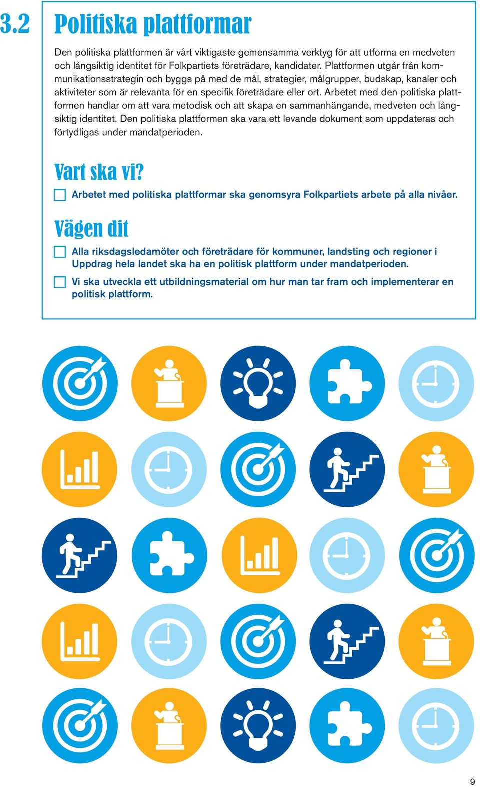 Arbetet med den politiska plattformen handlar om att vara metodisk och att skapa en sammanhängande, medveten och långsiktig identitet.