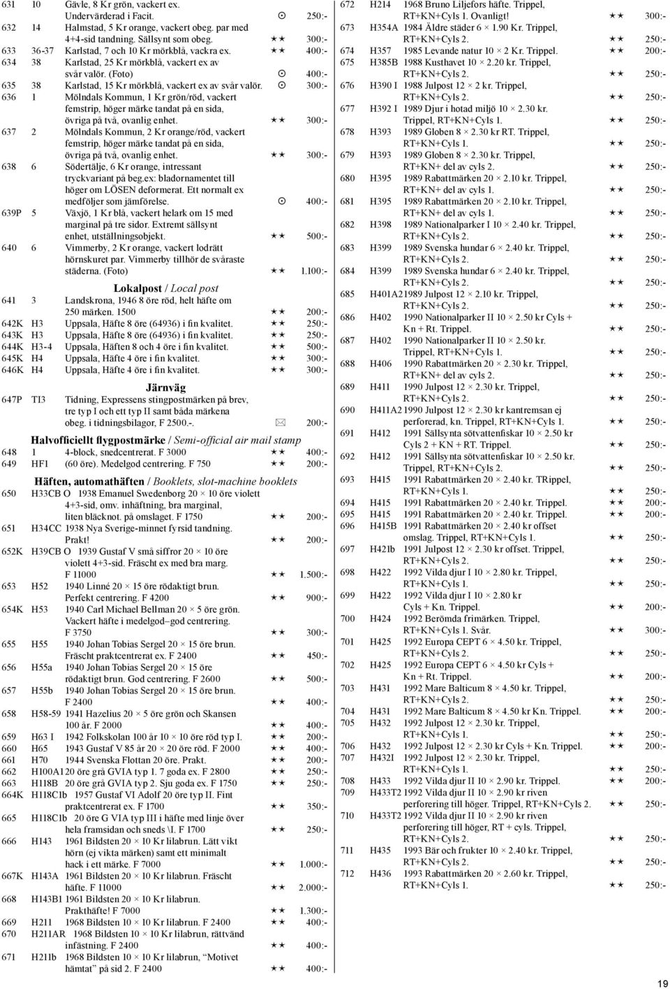 300:- 636 1 Mölndals Kommun, 1 Kr grön/röd, vackert femstrip, höger märke tandat på en sida, övriga på två, ovanlig enhet.